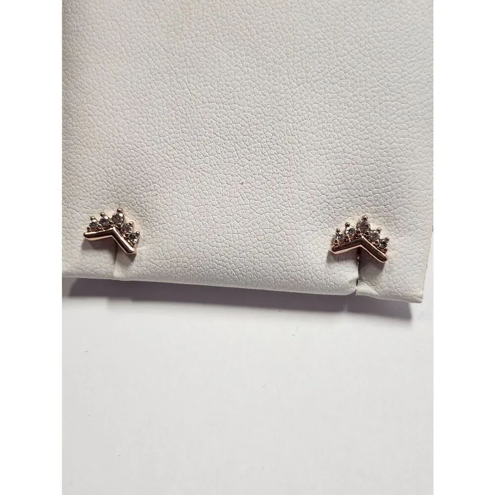 Pandora TIARA WISHBONE STUD EARRINGS IN 14K ROSE GOLD PLATED AUTHENTIC 925 ALE